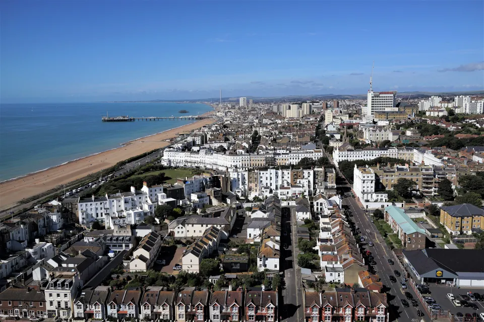 Aerial drone photograph of Brighton, East Sussex
