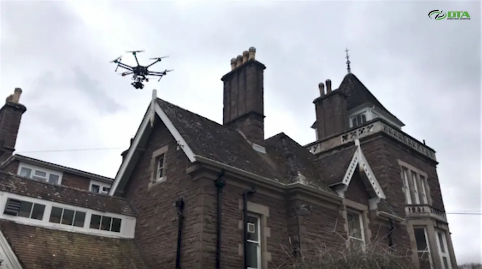 Aerial drone photograph of Crickhowell, Powys, South Wales