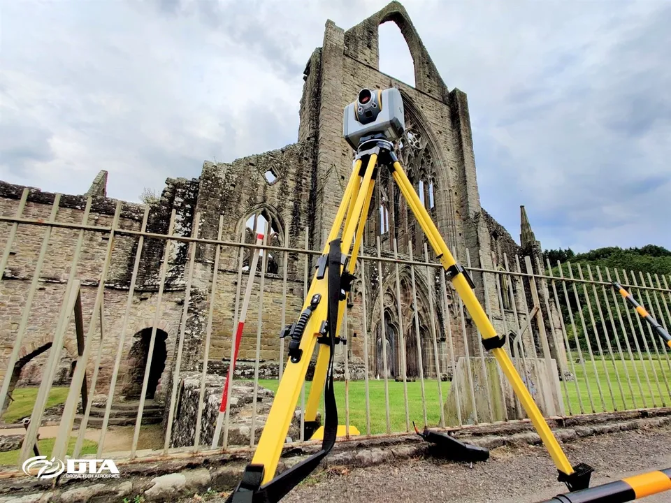 Tintern Abbey near Abergavenny, Monmouthshire, captured during a combined aerial drone and terrestrial laser scan structural survey