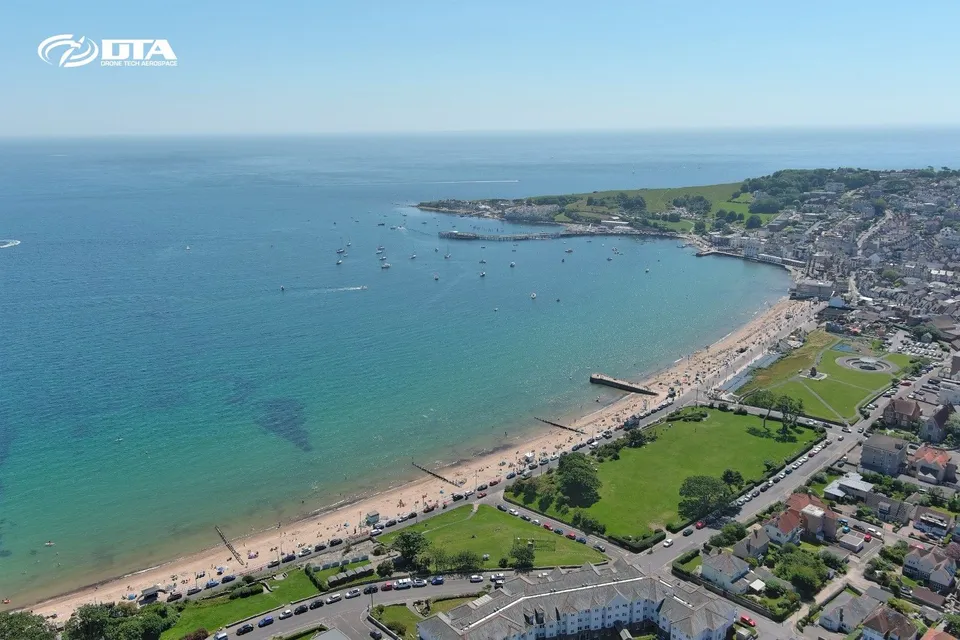 Promotional aerial drone photography captured in Swanage, Dorset