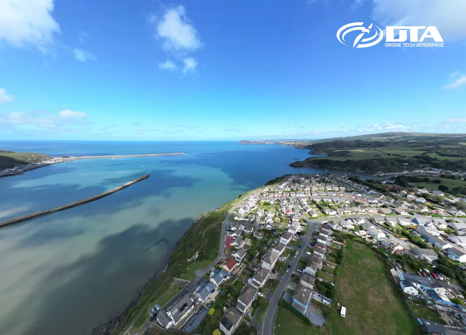 Aerial drone photograph of Fishguard, Pembrokeshire, West Wales