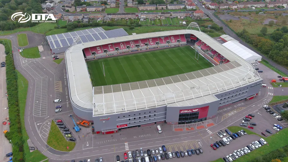 Drone photography and video for marketing and PR at Parc y Scarlets, Llanelli