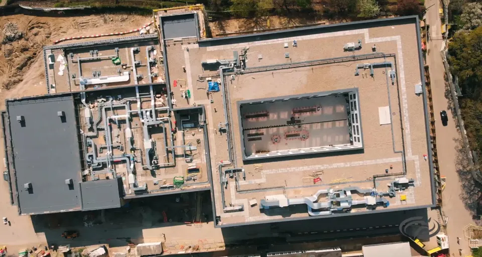 Aerial drone topographical survey of a construction site in Borehamwood, London