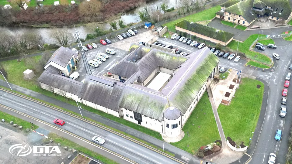 Drone roof inspection of Dyfed-Powys Police divisional headquarters, Aberystwyth