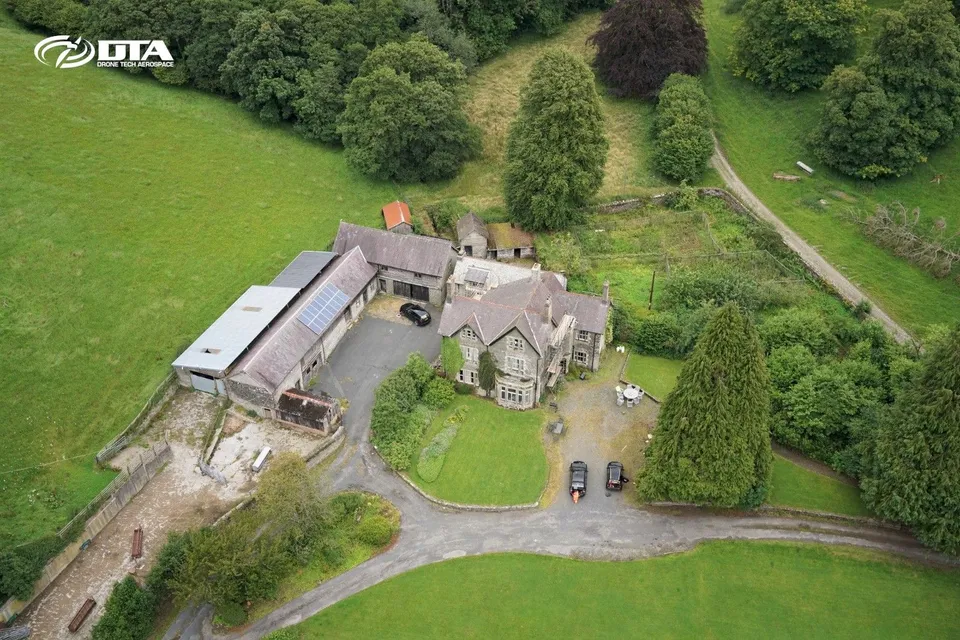 Aerial drone and terrestrial laser scanner measured building survey in Llandrindod Wells, Powys