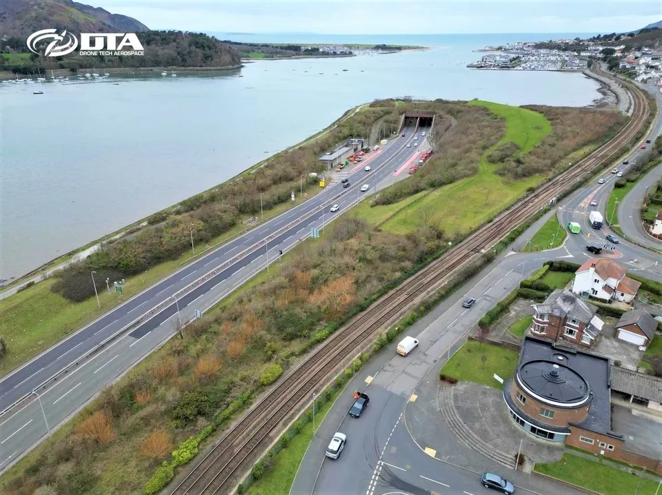 Aerial drone marketing photograph of Llandudno seafront, North Wales