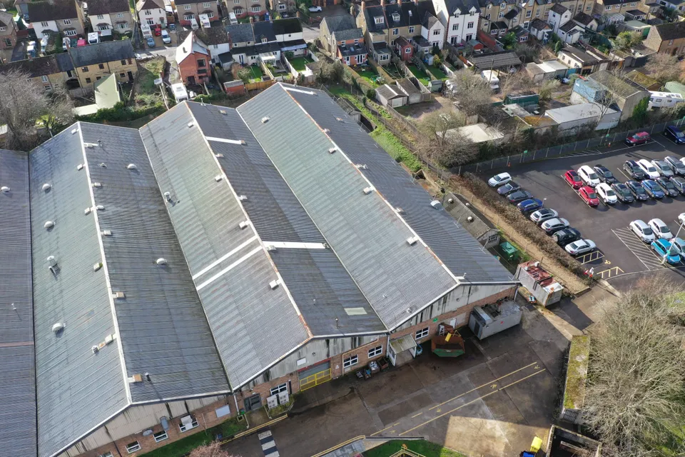 Industrial roof inspection using aerial drones and elevated MASTs in Crewkerne, Somerset