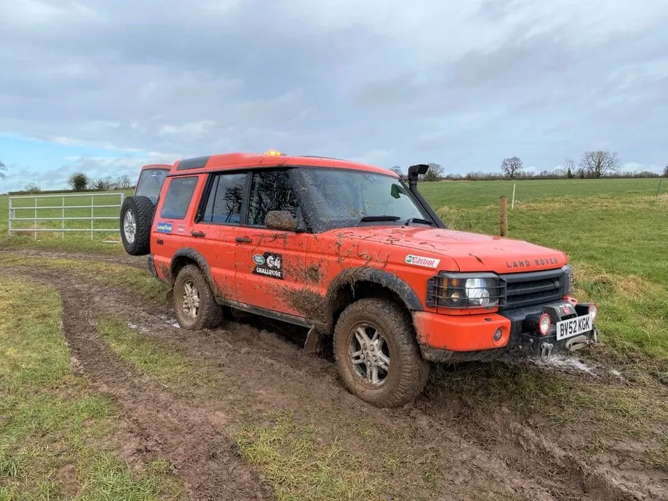 DTA Land Rover G4 Discovery in action during a drone land survey for a solar-farm construction site in Stoke-on-Trent