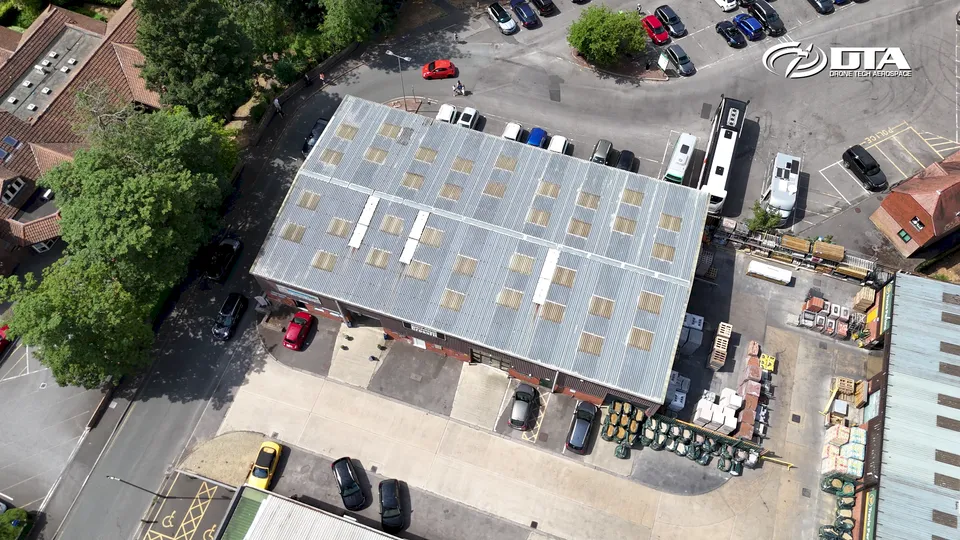 Drone roof inspection of a commercial unit in Marlborough, Wiltshire