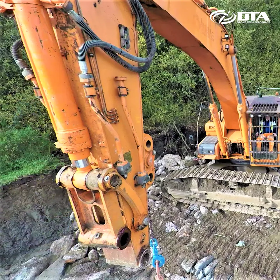 Aerial photograph of a construction site captured as part of a monthly site-monitoring flight programme.