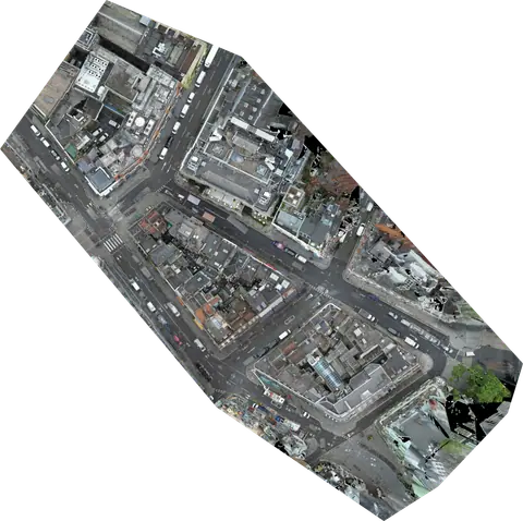 Roof-inspection orthomosaic of a Covent Garden street block, Central London