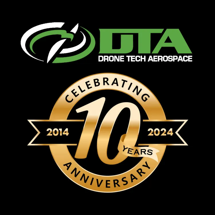 Drone Tech Aerospace 10 year anniversary graphic celebrating a decade as a UK registered limited company