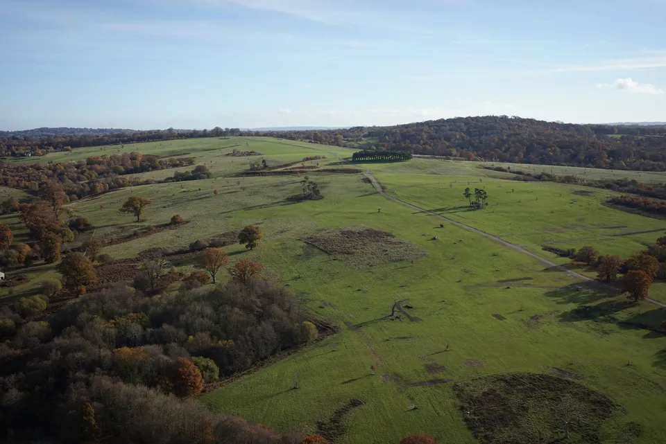 Aerial drone photograph of Eridge Park near Royal Tunbridge Wells taken during a 600 hectare topographical land survey