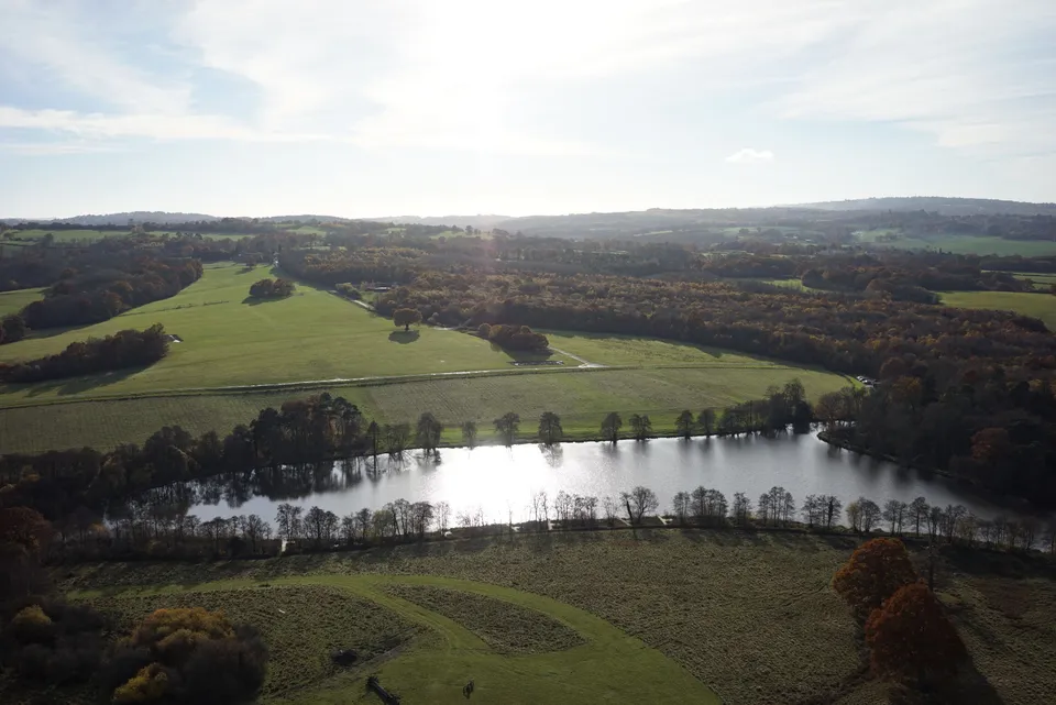 Aerial drone photograph of the Eridge Park grounds captured during the 600 hectare topographical survey