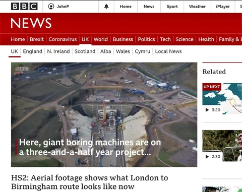 Aerial drone photograph of HS2 construction progress, footage that later featured on BBC News