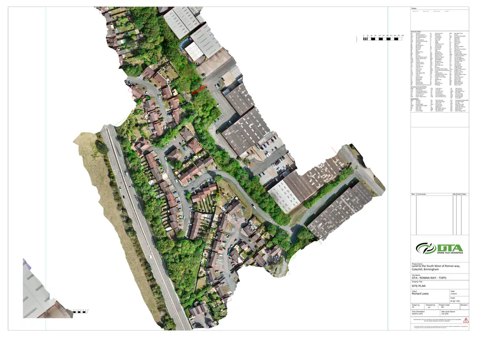 A0 orthomosaic site plan sheet deliverable from a drone topographical survey
