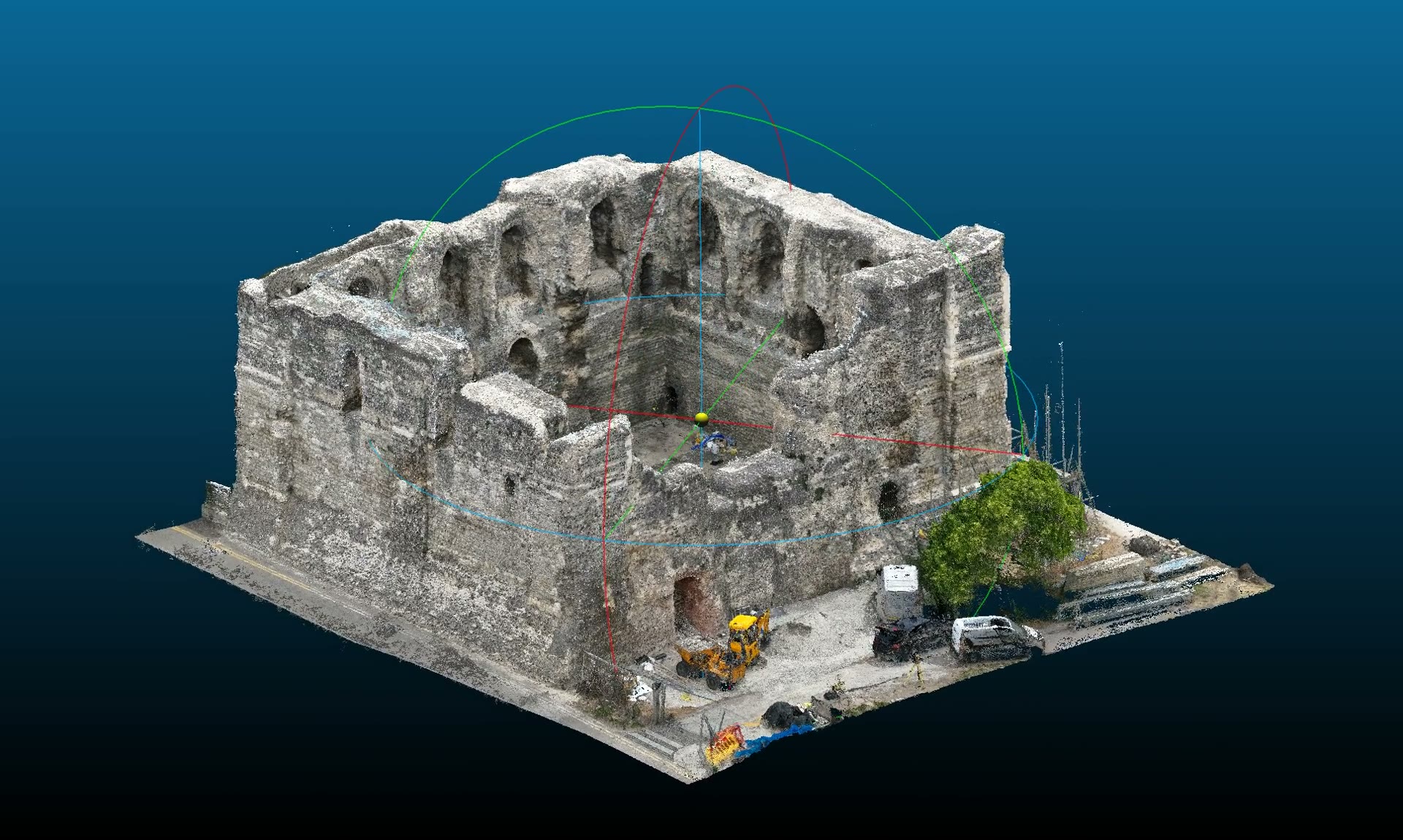 Poster frame for the video: Canterbury Castle Keep point cloud fly-around