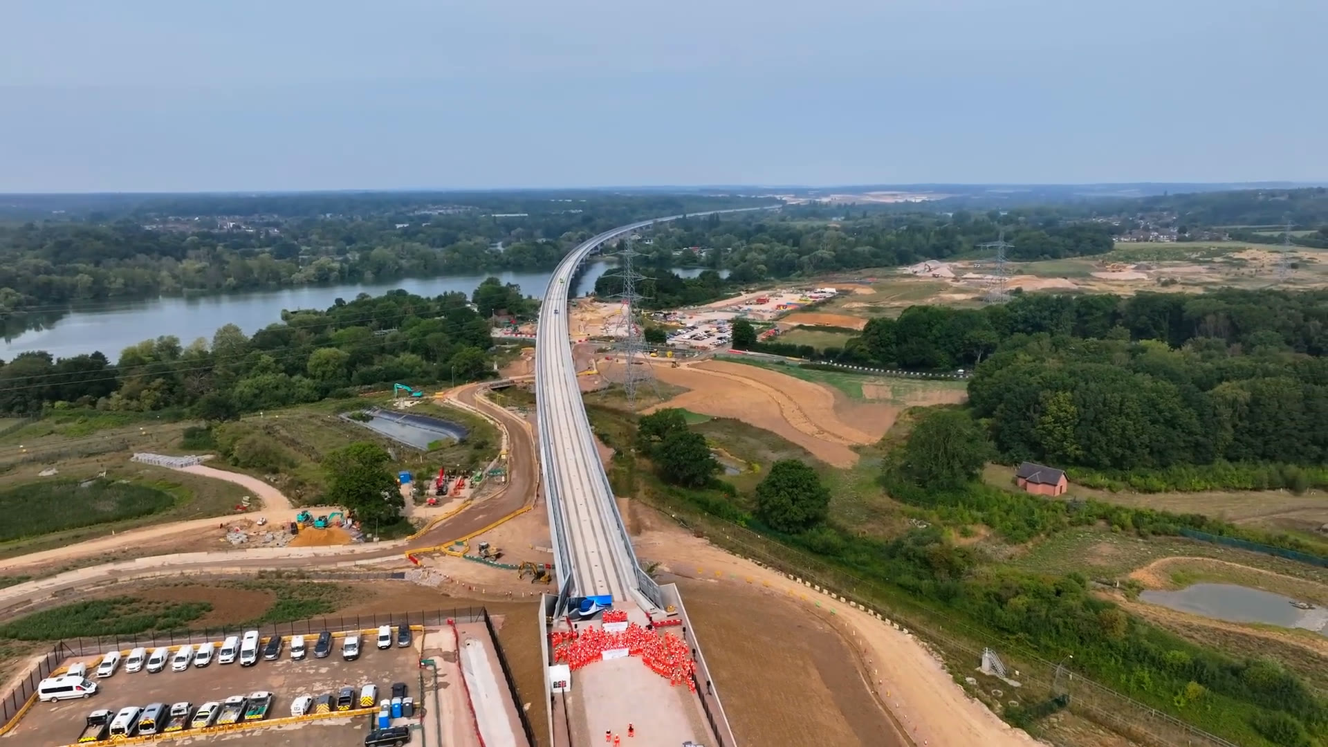Poster frame for the video: HS2 completes the UK's longest railway bridge