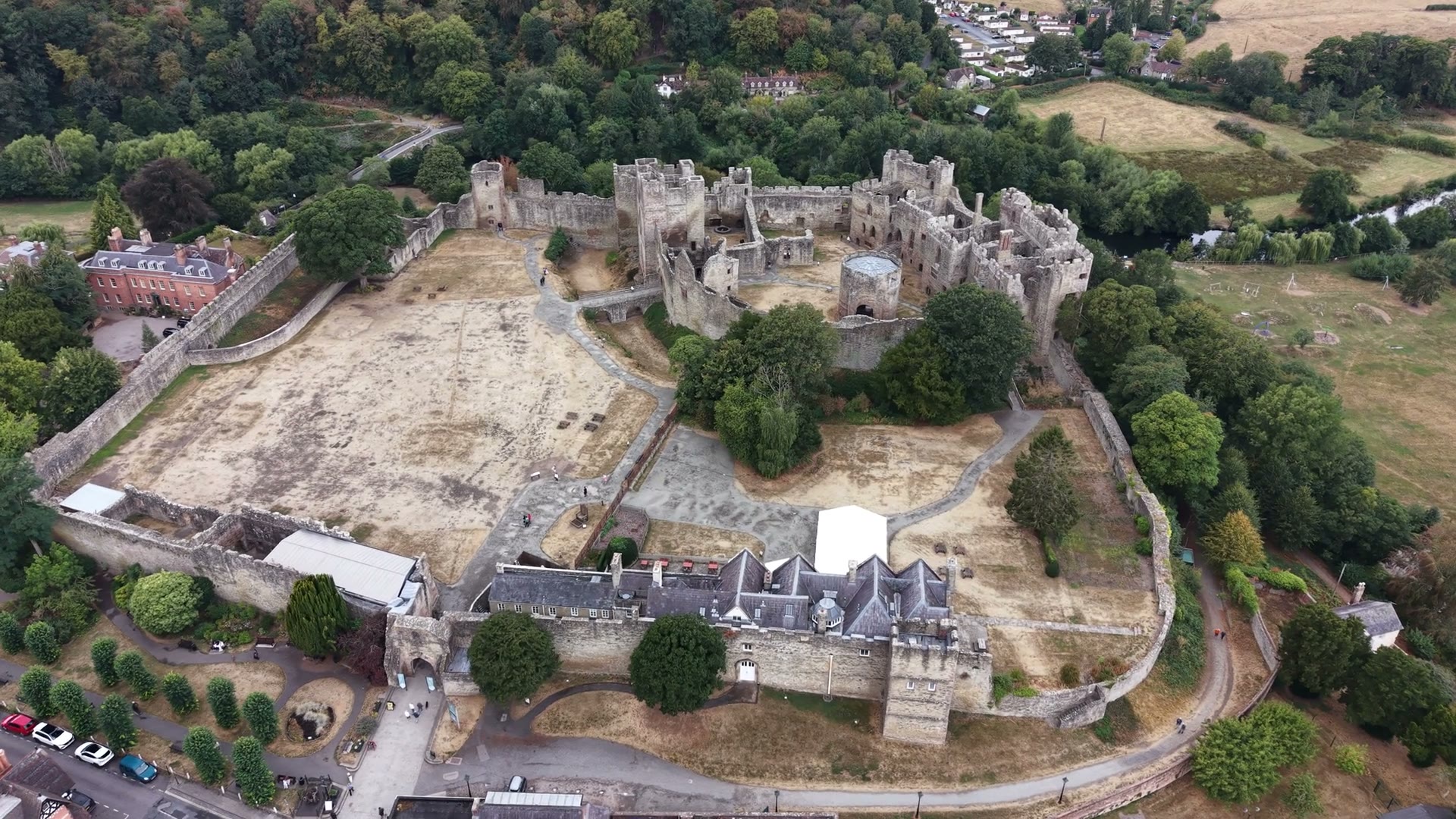 Poster frame for the video: Ludlow Castle aerial approach